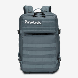 Grey Pawtrek tactical backpack with multiple compartments for outdoor pet travel and training – Australia