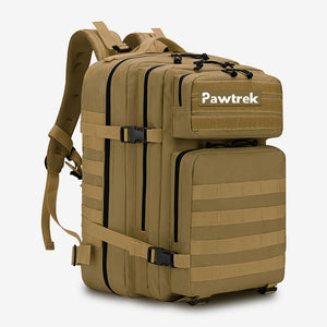 Khaki Pawtrek tactical backpack with multiple compartments for outdoor pet travel and training – Australia