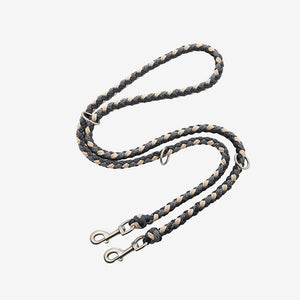 Pawtrek handcrafted 3-in-1 braided dog leash in Grey and cream, 2m adjustable, with bronze clips – Australia