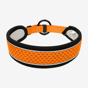 Orange dog collar with breathable mesh and secure buckle – Pawtrek Australia