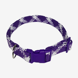 Purple and white braided adjustable dog collar with buckle – Pawtrek Australia