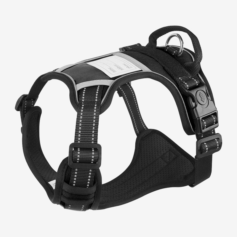 Black Pawtrek no-pull dog harness with adjustable straps, breathable mesh, and secure buckles – Australia