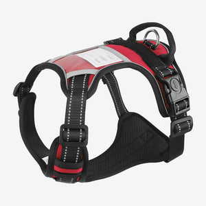 Red Pawtrek no-pull dog harness with adjustable straps, breathable mesh, and secure buckles – Australia