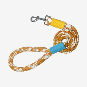 Yellow and white Pawtrek braided rope dog leash with soft grip handle, suitable for small and medium dogs – Australia
