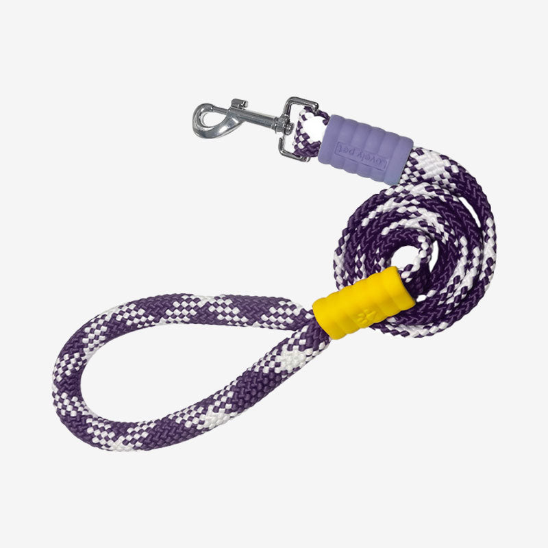 Purple and white Pawtrek braided rope dog leash with soft grip handle, suitable for small and medium dogs – Australia