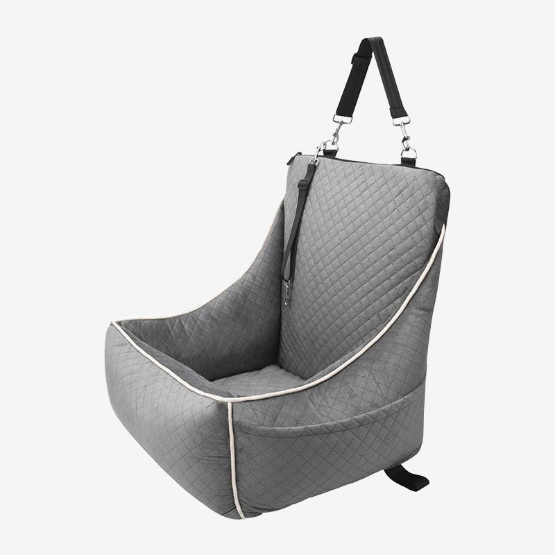 Single Seat Pet Car Booster with Safety Belt – Comfortable & Washable Travel Booster